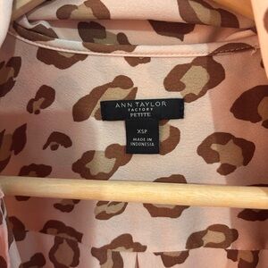 Ann Taylor Blush and Brown Animal Print Top